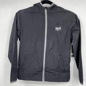 Everlast Boys Black Gray Hooded Windbreaker Nylon Jacket NEW Size 8